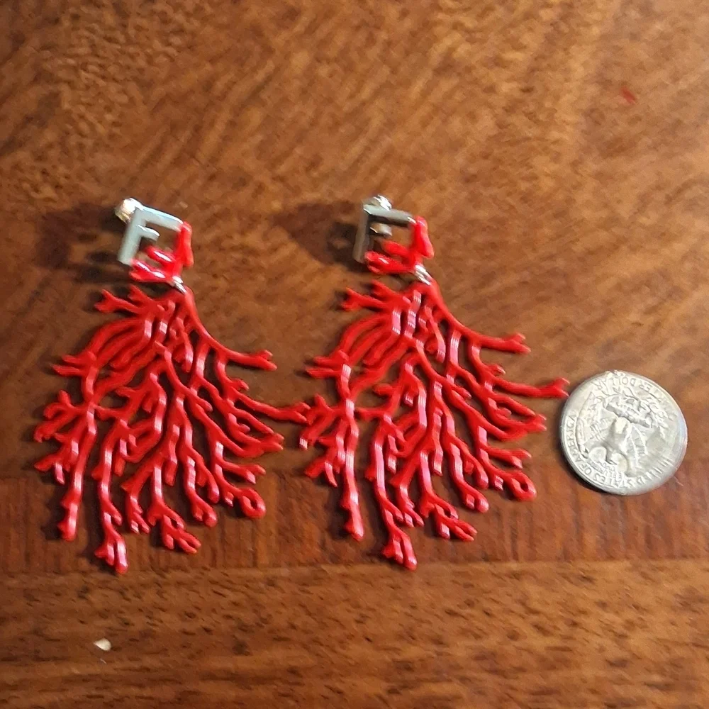 Fendi Vibrant Red Coral Earrings - Picture 3 of 5
